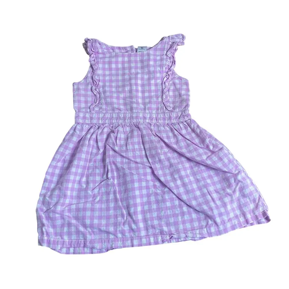 Carter's purple‎ check gingham ruffle tank girls dress SIZE 4T